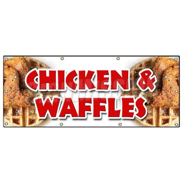 Signmission CHICKEN & WAFFLES BANNER SIGN fried tenders soul food collards homemade B-96 Chicken & Waffles - main